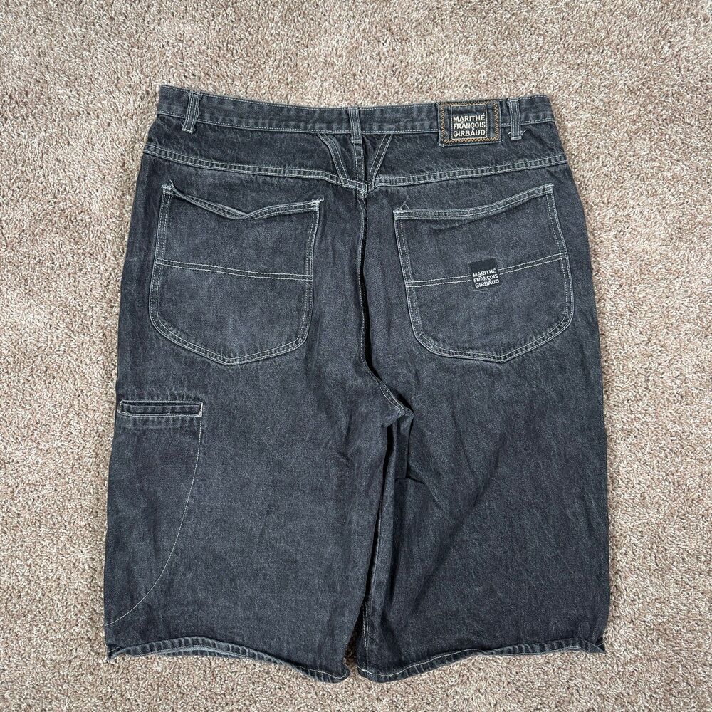 Marithe Francois Girbaud Jean Shorts Men 42 Faded Black Baggy Hip Hop 90s Y2K